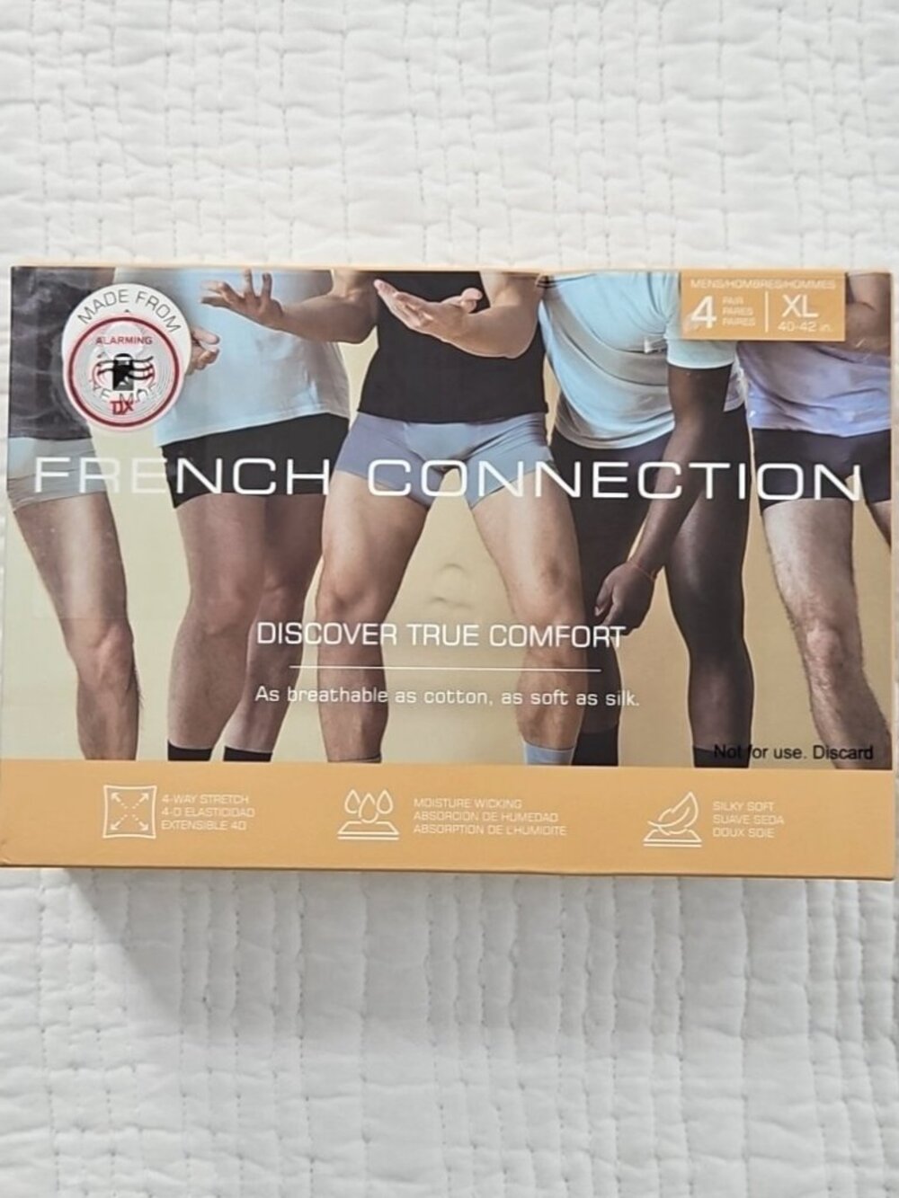 French Connection 4-Pack Boxer Briefs Men's XL (40-42) Gray Modal NIB‎ 5" Inseam